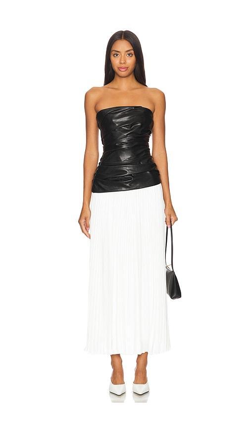 Arie Faux Leather Bustier Midi Dress Product Image