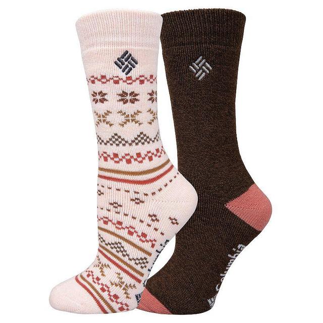 Womens Columbia 2-Pk. Fairisle Thermal Crew Socks Pink Product Image