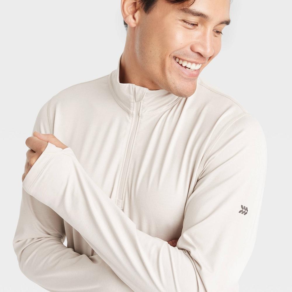 Mens Lightweight Zippered Athletic Top - All In Motion Stone XL Product Image