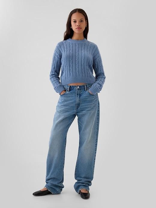 Cable-Knit Cropped Sweater Product Image