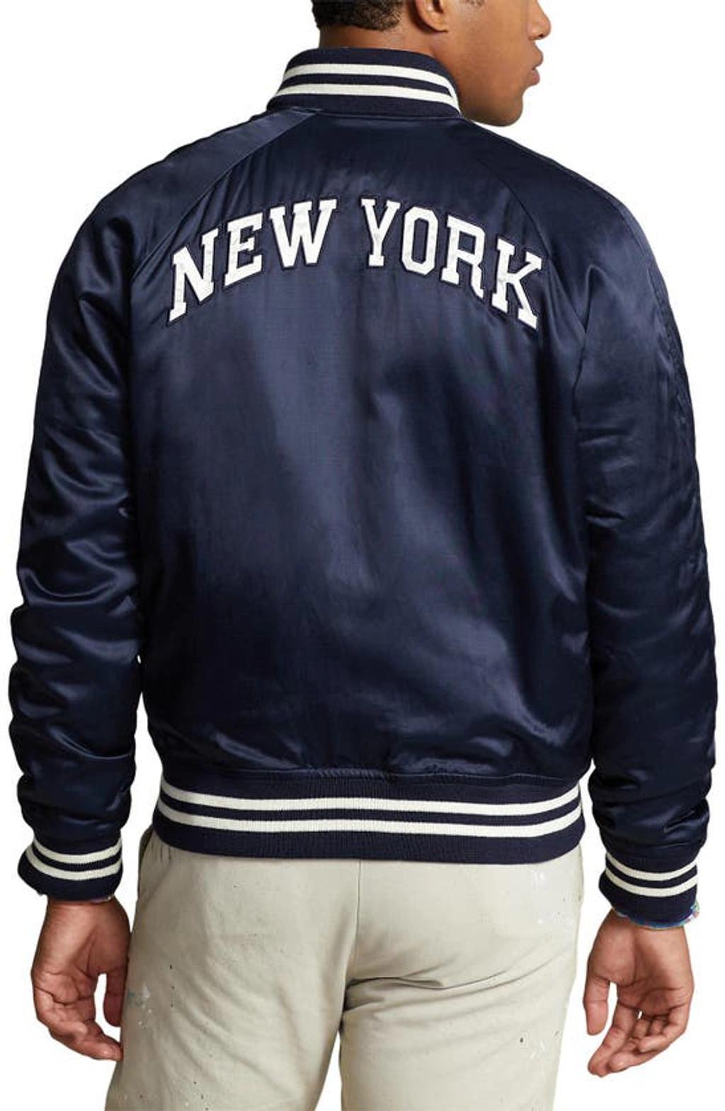 Varsity Satin Jacket In Aviator Navy Product Image