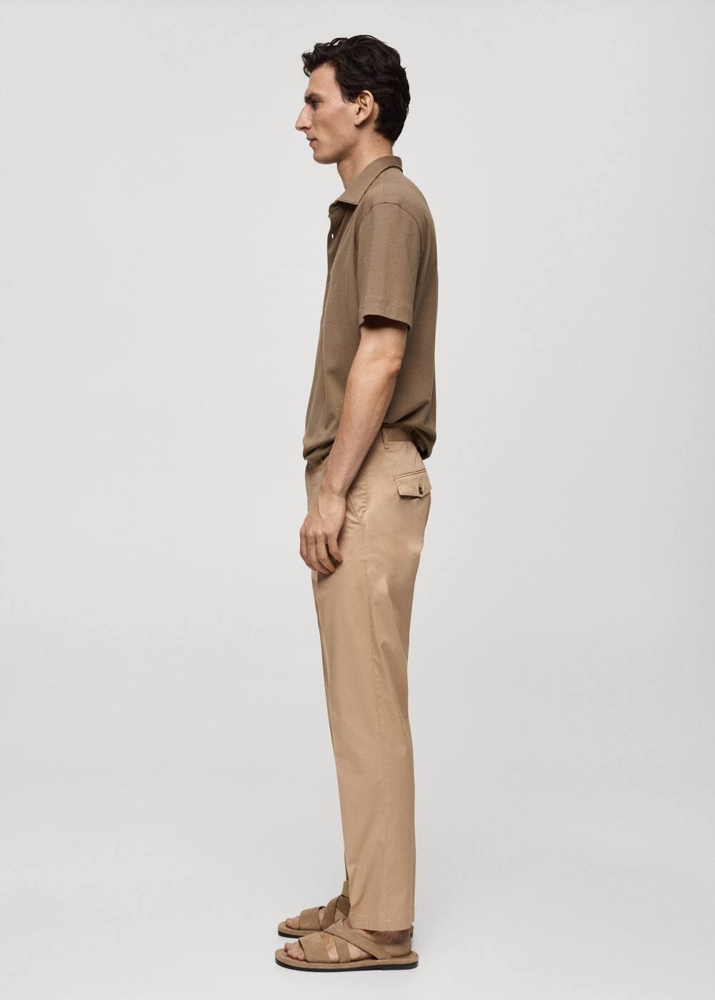 MANGO MAN - Regular fit structure cotton trousers beigeMen Product Image