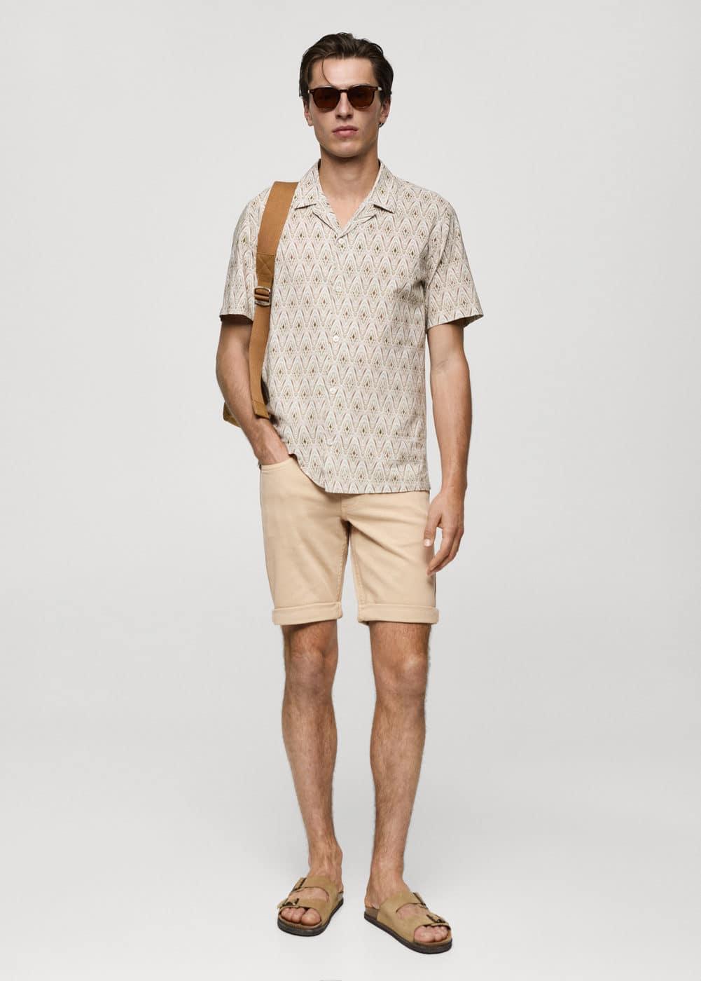 MANGO MAN - Slim-fit denim bermuda shorts beigeMen Product Image