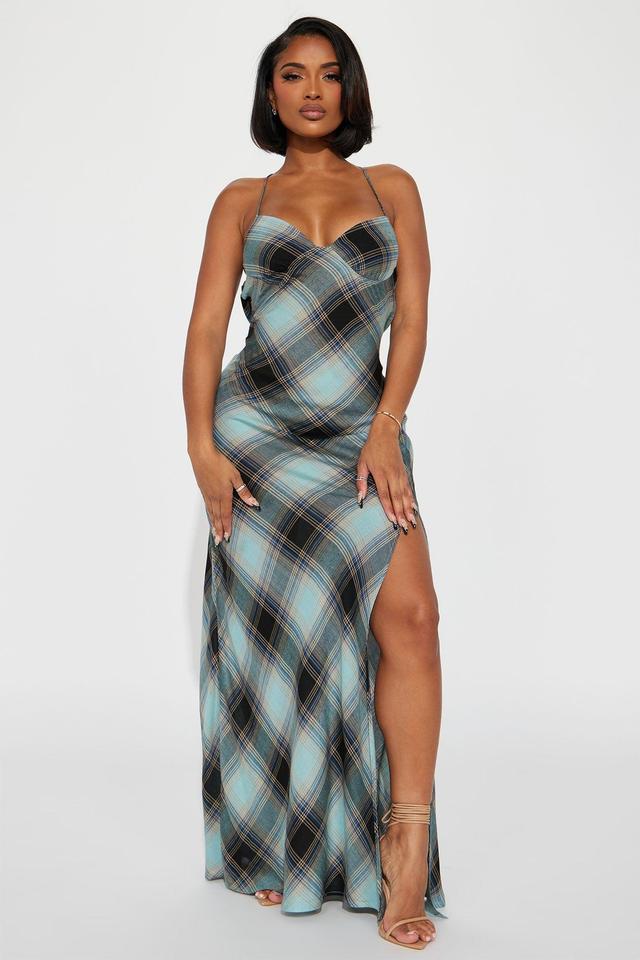 Armani Plaid Maxi Dress - Blue/combo Product Image