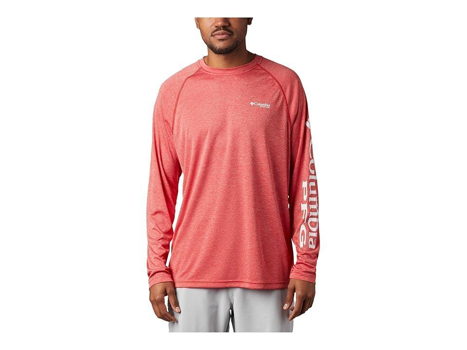 Columbia Terminal Tackle Heather Long Sleeve Shirt Spark Heather/White Logo) Men's Long Sleeve Pullover Product Image