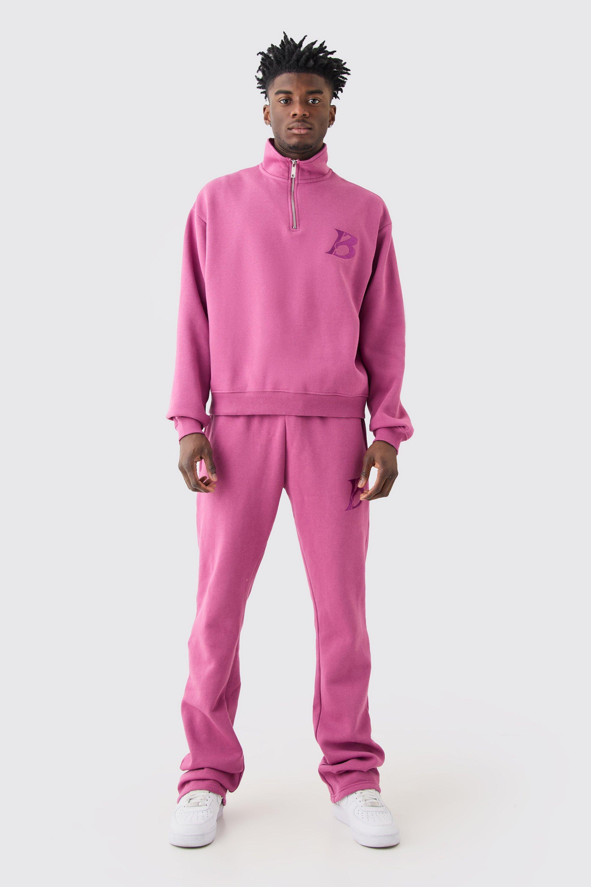 Oversized Boxy B 1/4 Zip Stacked Tracksuit | boohooMAN USA Product Image