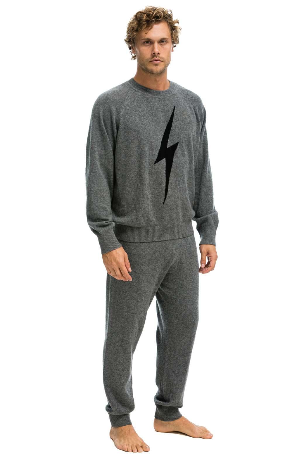 MEN'S BOLT CASHMERE LIGHT SWEATER PANT	- DEEP HEATHER // BLACK BOLT Male Product Image