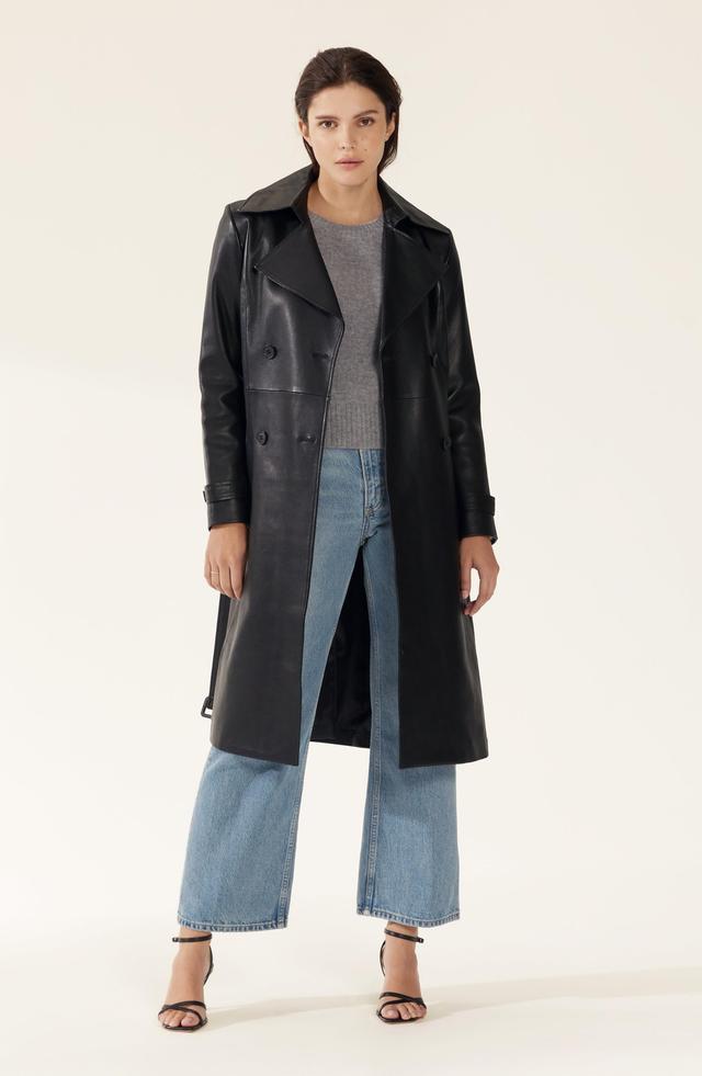 Margot Lambskin Leather Trench Coat Product Image