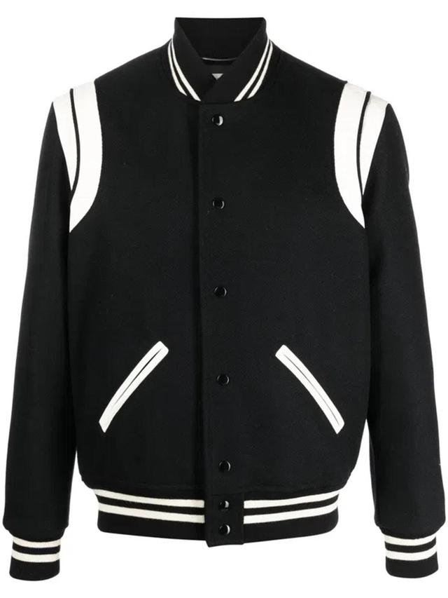 Men's Wool Bomber Jacket In Black Product Image