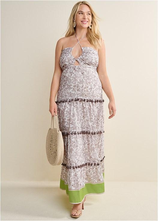 Tiered Tassel Maxi Dress Product Image