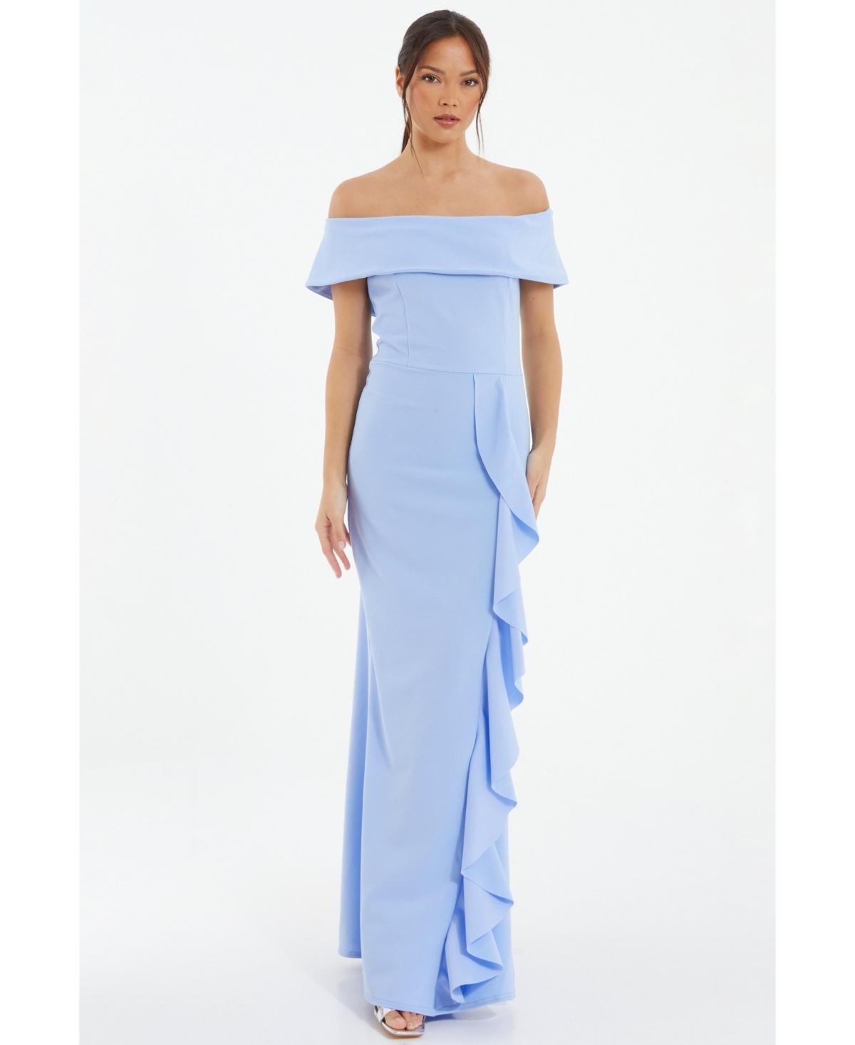 Quiz Womens Bardot Ruffle Maxi Dress Product Image