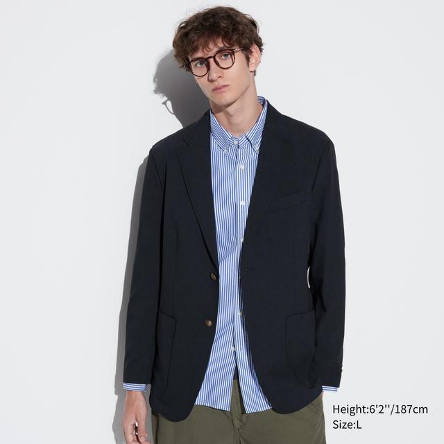 Mens Airsense Blazer with Quick-Drying Navy Medium UNIQLO US Product Image