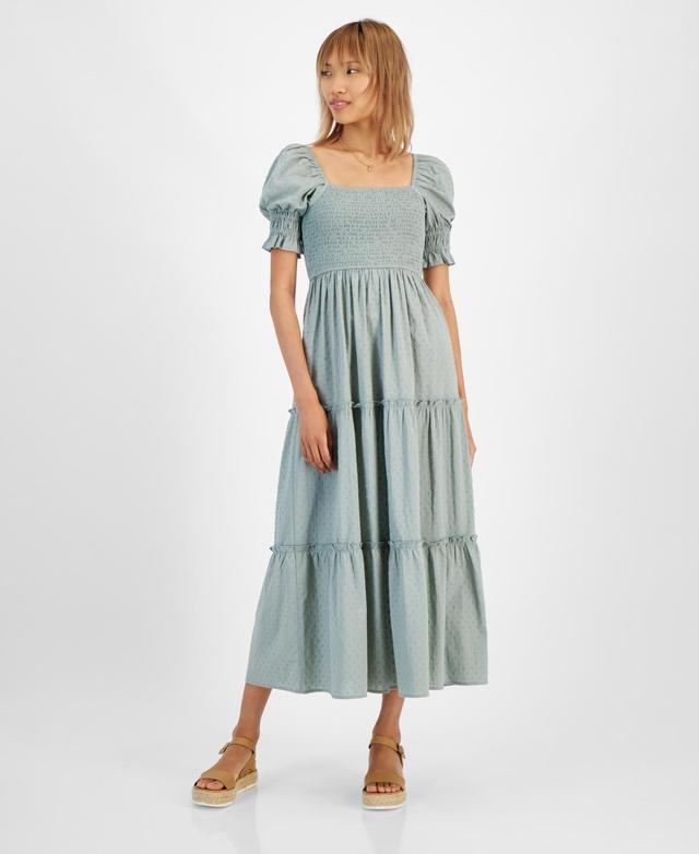 And Now This Womens Cotton Smocked Puff-Sleeve Tiered Maxi Dress, Created for Macys Product Image