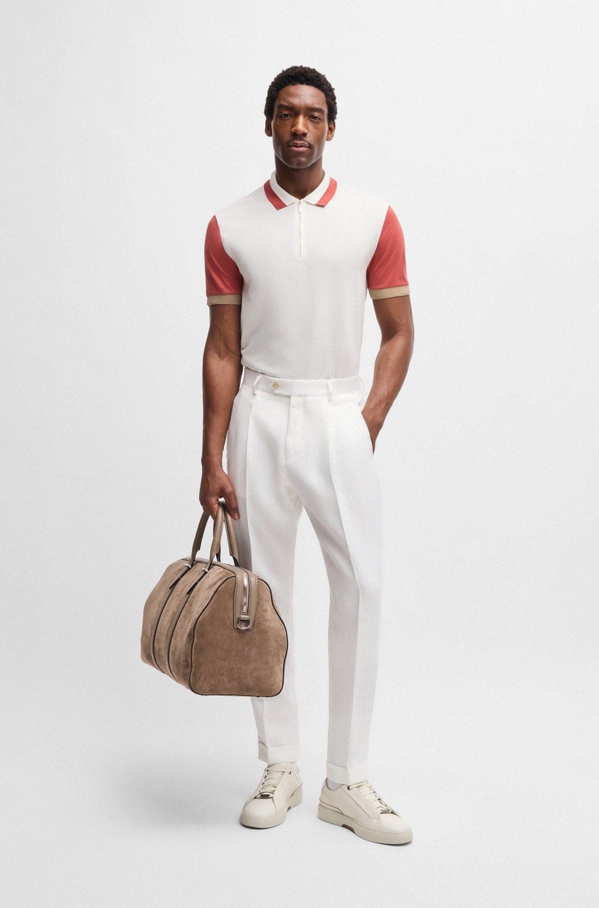 Cotton-silk polo shirt with contrast details Product Image