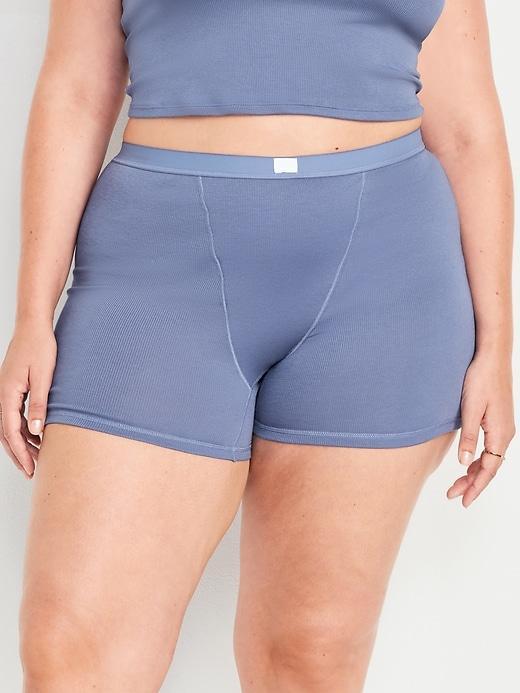 High-Waisted Ribbed Boyshort Briefs -- 3-inch inseam Product Image