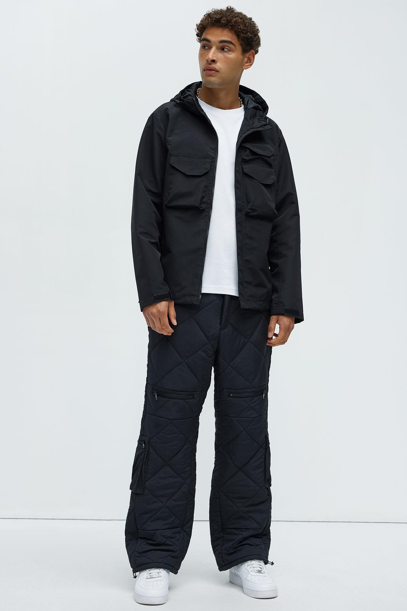 Dayton Straight Quilted Cargo Pants - Black Product Image