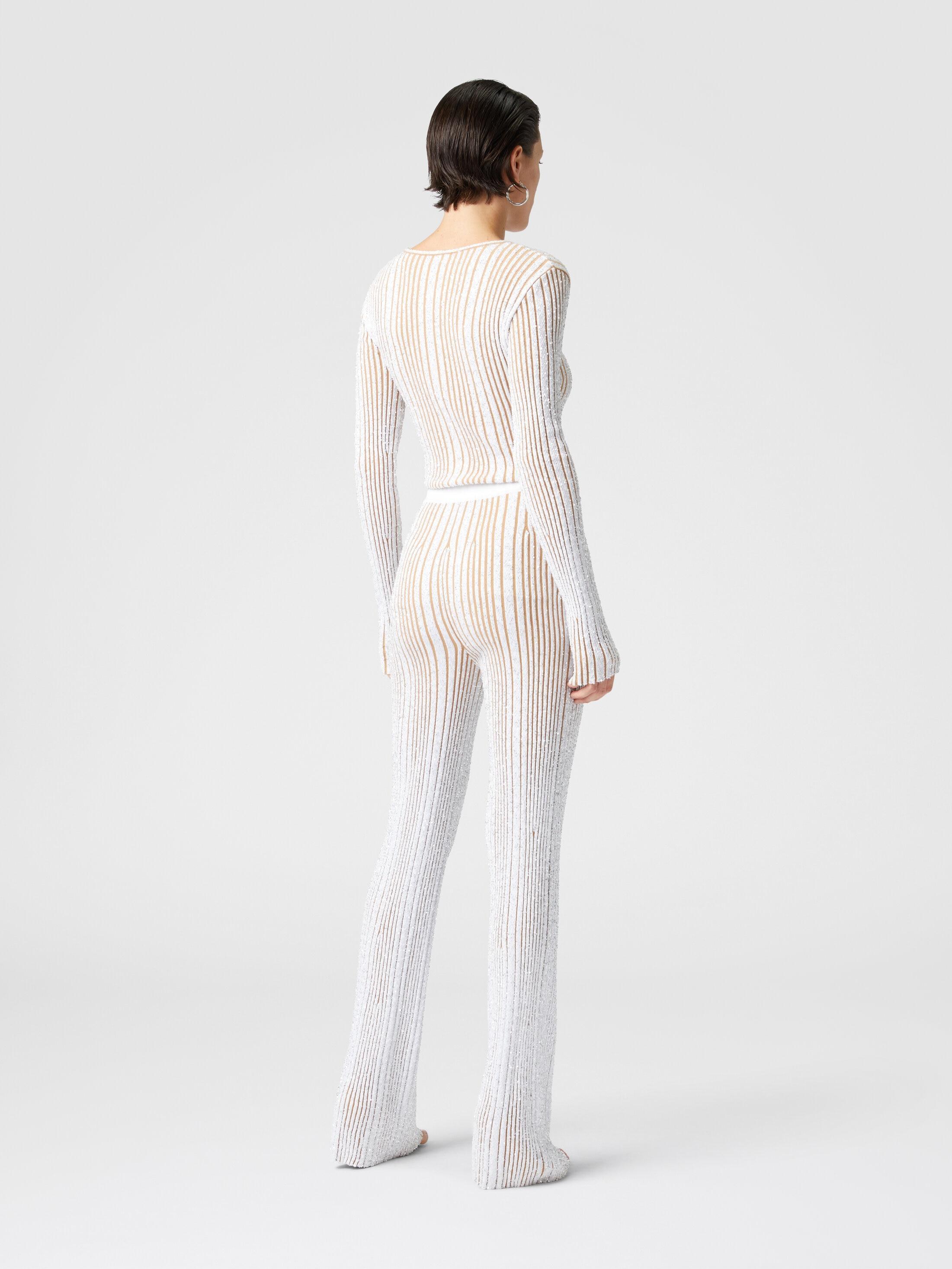 Ribbed stretch flared trousers with sequins Product Image