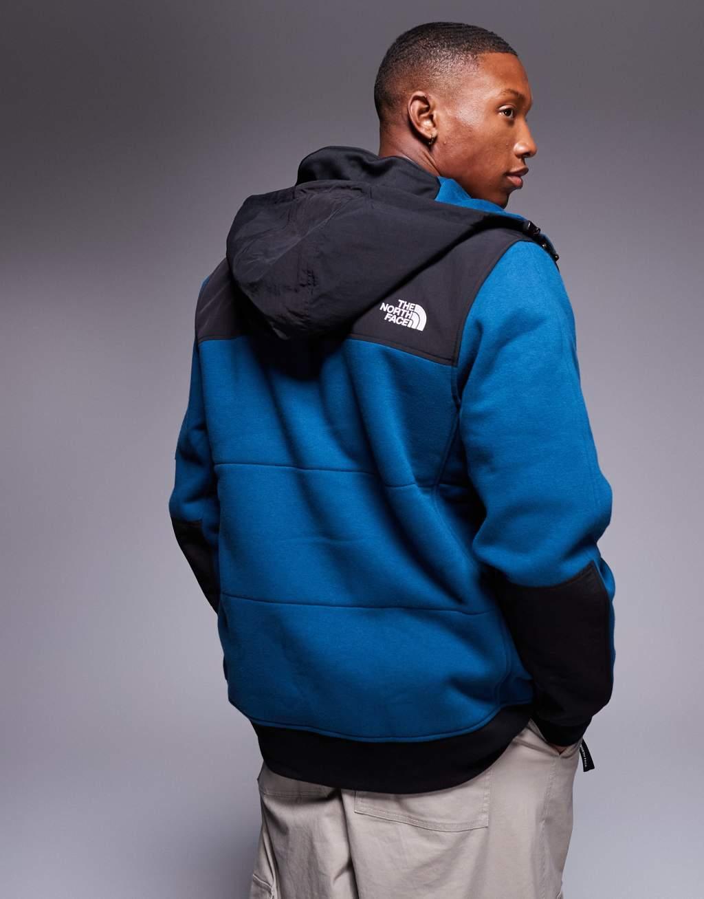 The North Face Highrail fleece insulated hooded jacket in petrol blue and black Product Image