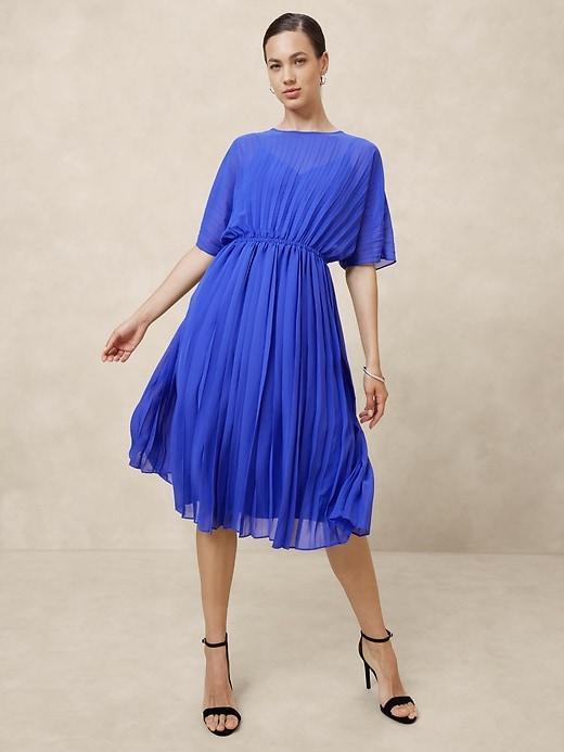 Chiffon Pleated Midi Dress Product Image