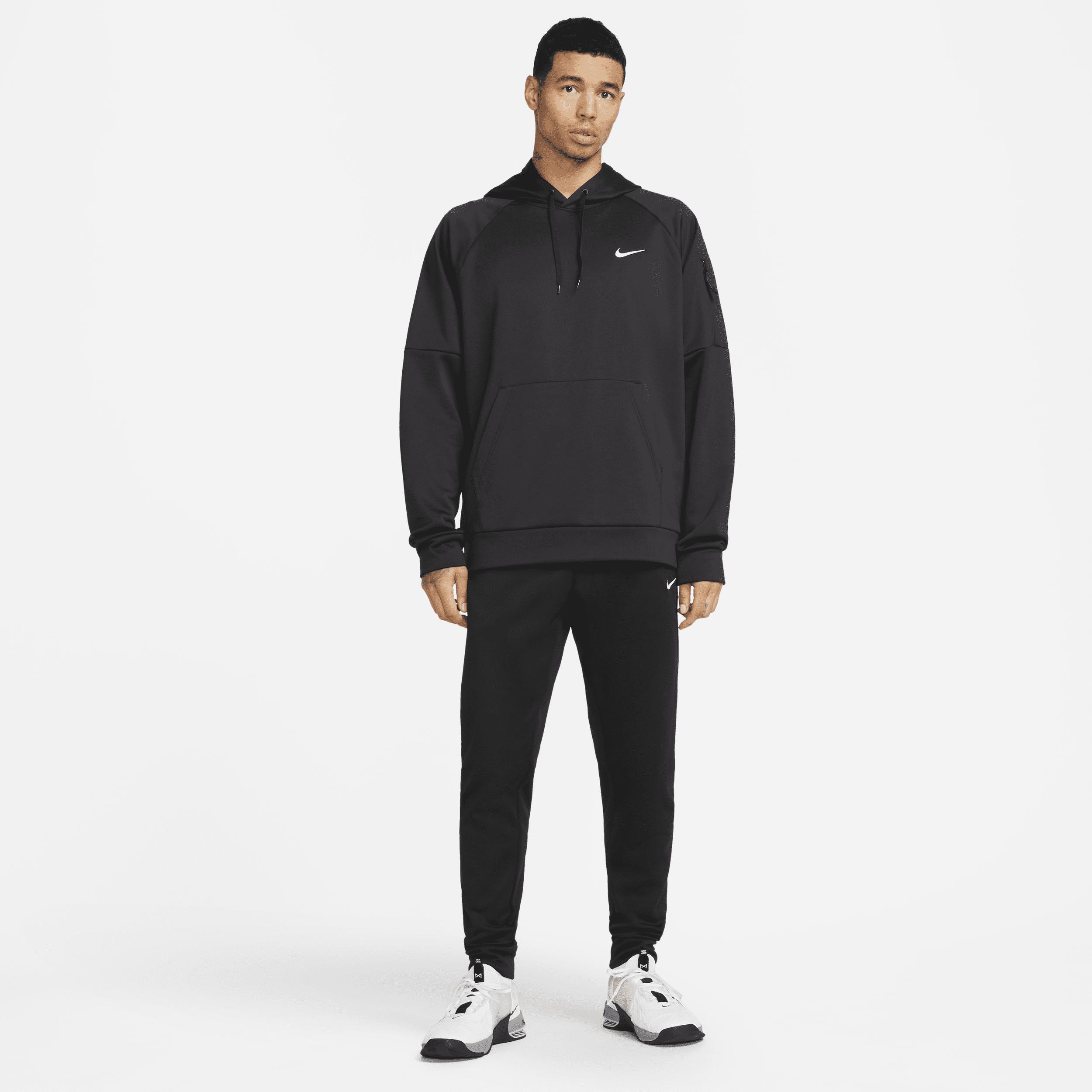 Nike Mens Therma Fleece Pullover Hoodie - Black/Black/White Product Image