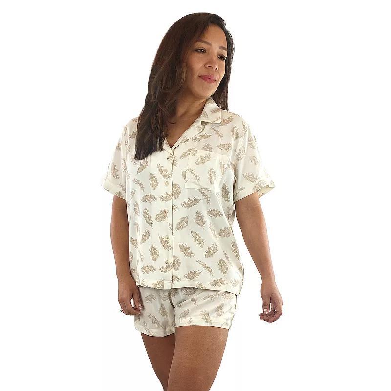 Womens Peace, Love & Dreams Notch Collar Pajama Top & Pajama Shorts Set Product Image