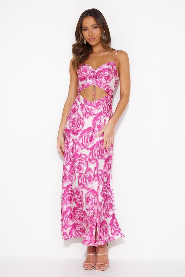 Bloomful Satin Maxi Dress Pink Product Image