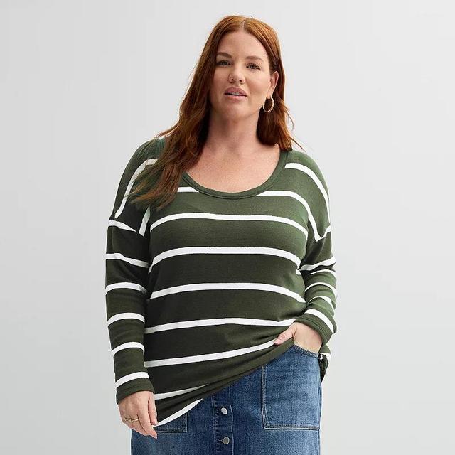 Plus Size Sonoma Goods For Life Long Sleeve Scoopneck Pullover, Womens Product Image