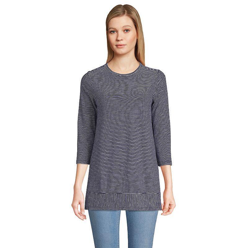 Lands End Womens 3/4 Sleeve Slub Jersey Swing Tunic Product Image