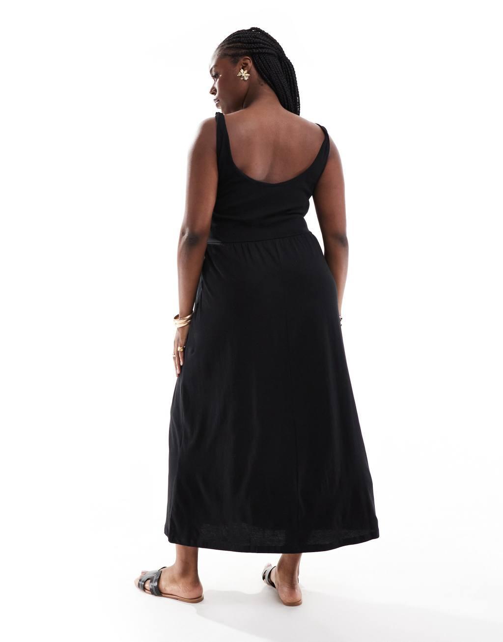 ONLY Curve scoop back maxi sundress in black  Product Image