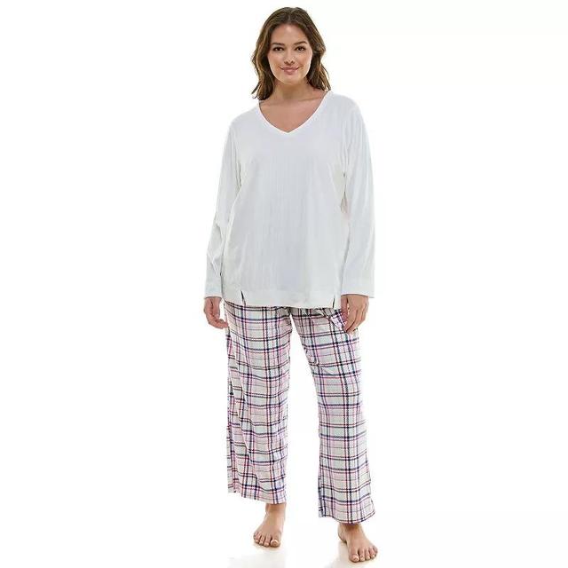 Plus Size Croft & Barrow Velour Pajama Top & Pajama Bottoms Set, Womens Product Image