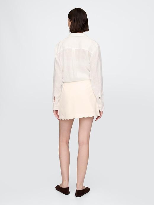 Linen-Blend Scalloped Mini Skirt Product Image