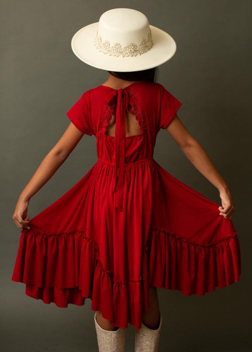 Adrianna Dress in Crimson Product Image