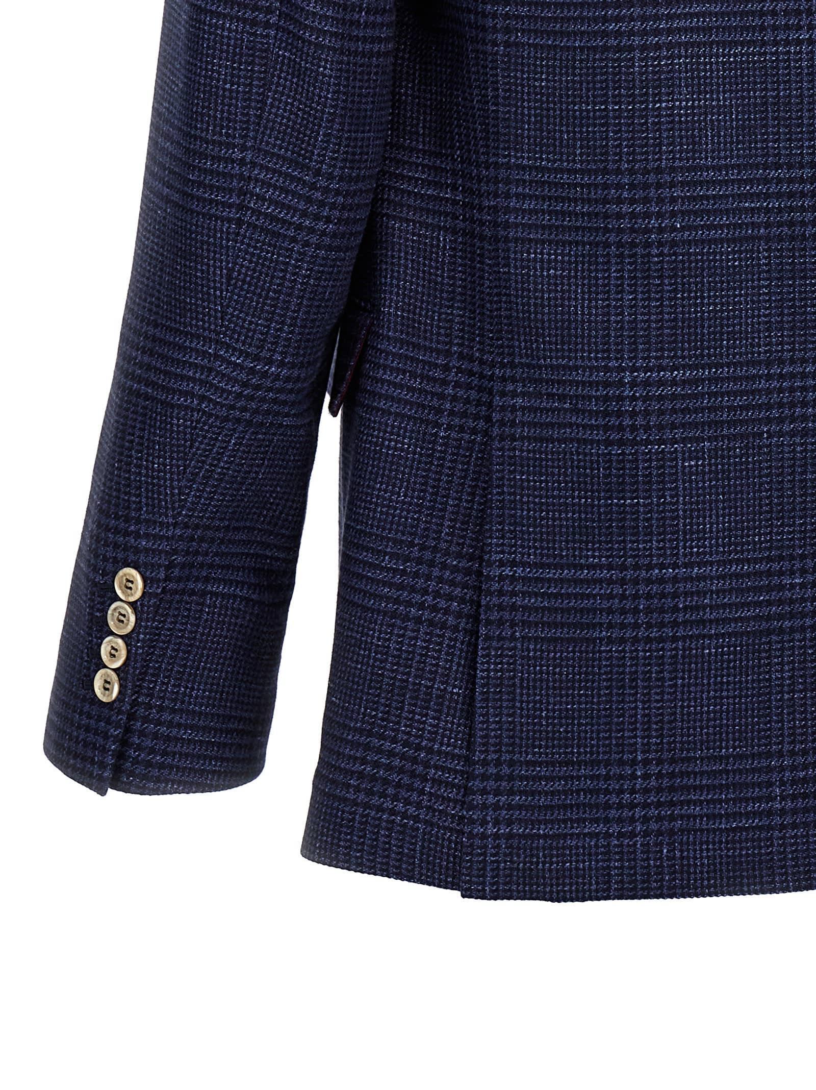 Check Single-breasted Blazer In Blue Product Image