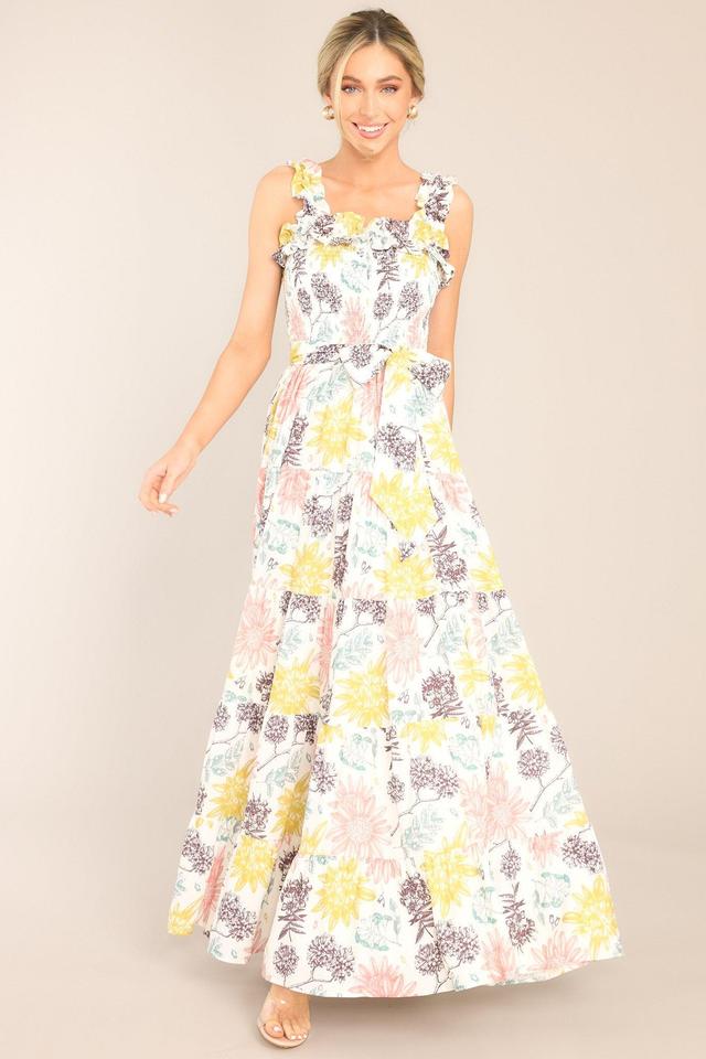 Aura Inner Chaos Ivory Floral Print Maxi Dress Product Image