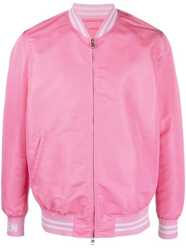 Logo-print Bomber Jacket In Pink Product Image