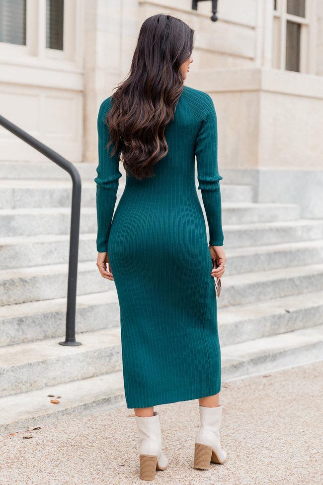 Timeless Beauty Teal Long Sleeve Midi Dress FINAL SALE Product Image