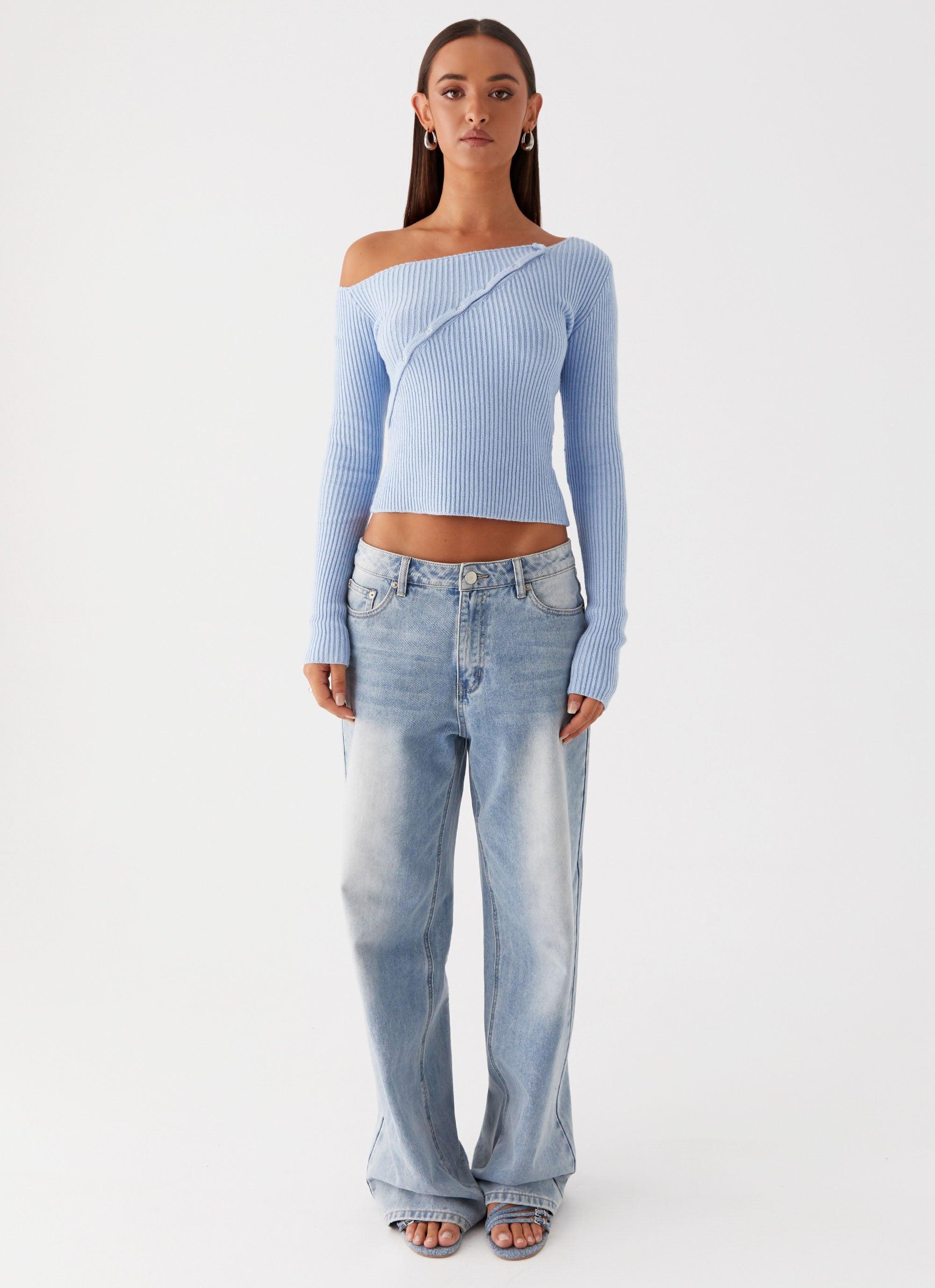 Waverly Knit Top - Sky Blue Product Image