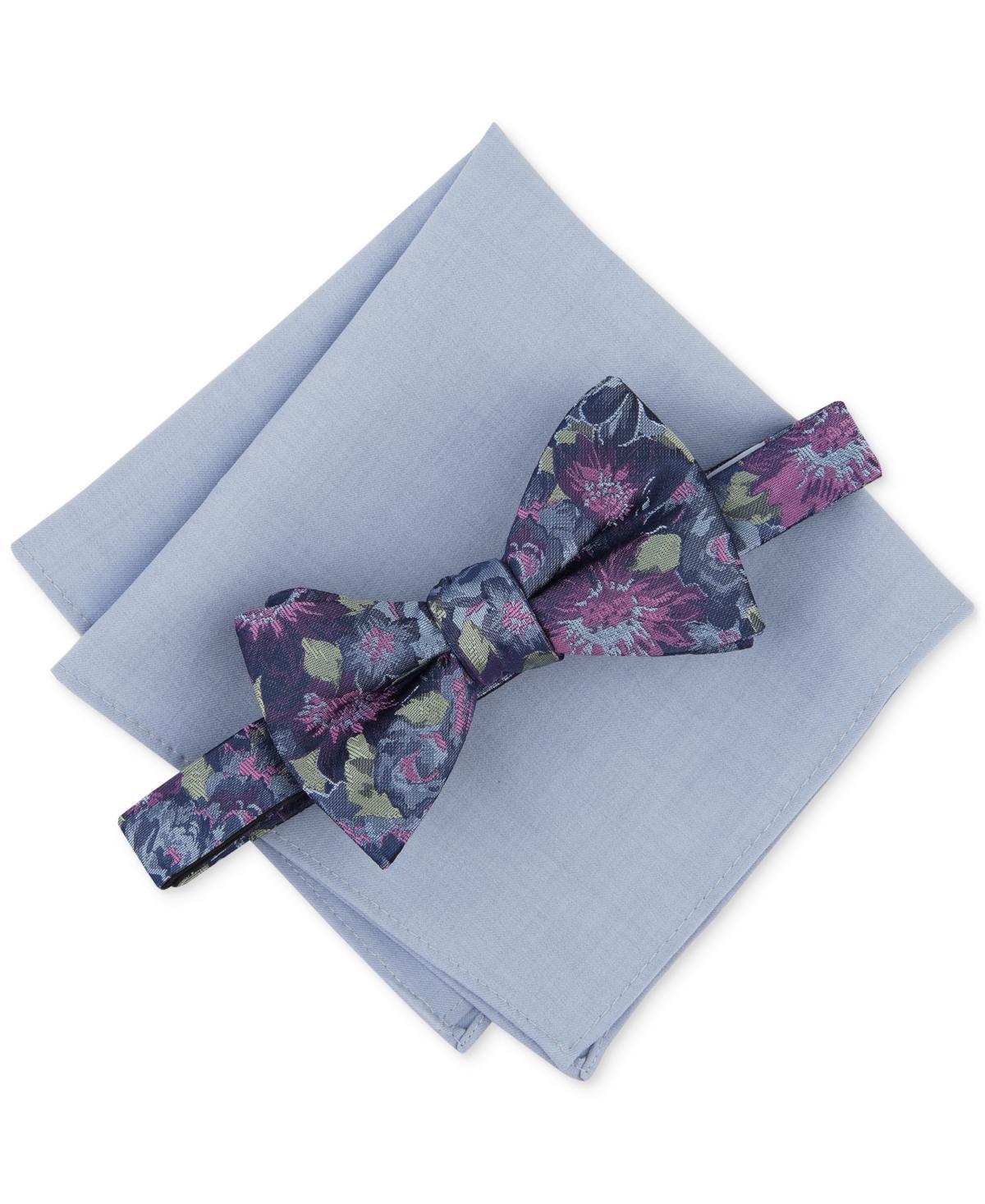 Bar Iii Mens Quimby Floral Bow Tie & Solid Pocket Square Set, Created for Macys Product Image