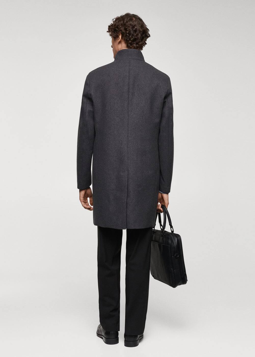 MANGO MAN - Wool funnel neck coat medium heather greyMen Product Image