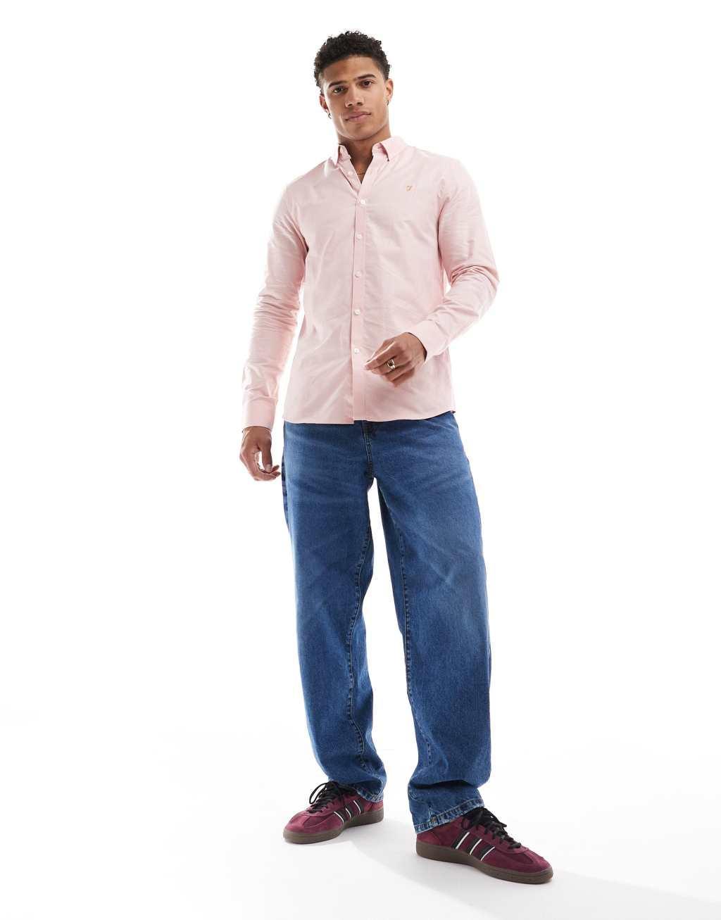 Farah Brewer long sleeve shirt in pink Product Image