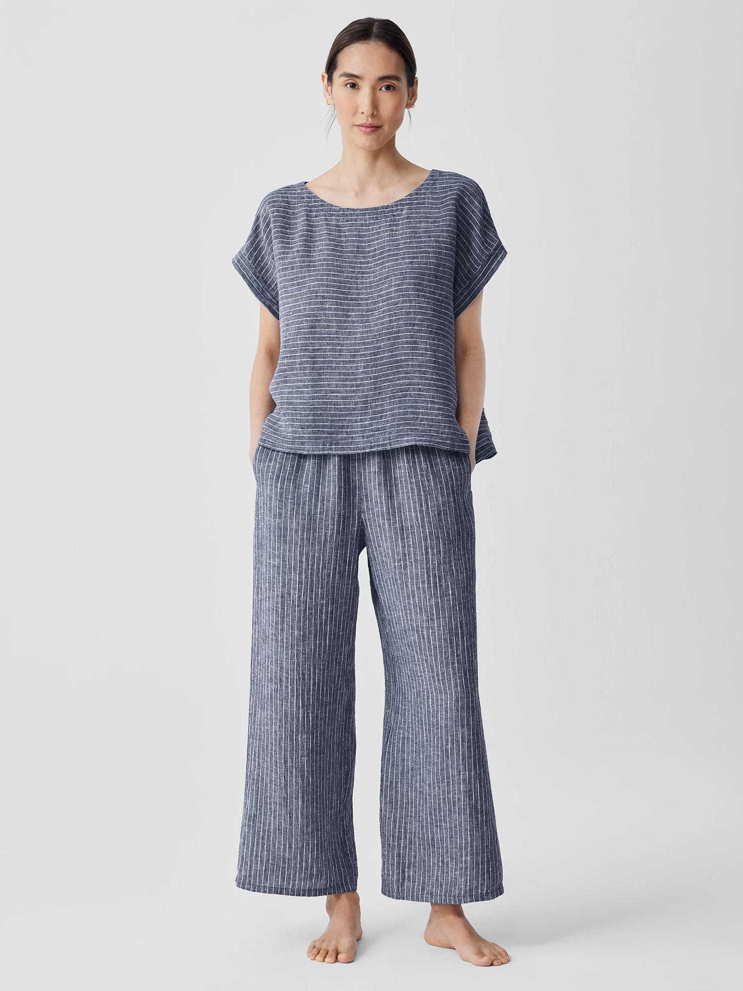 EILEEN FISHER Puckered Organic Linen Wide-Leg Pantfemale product image