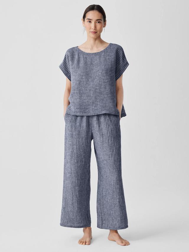 EILEEN FISHER Puckered Organic Linen Wide-Leg Pantfemale Product Image