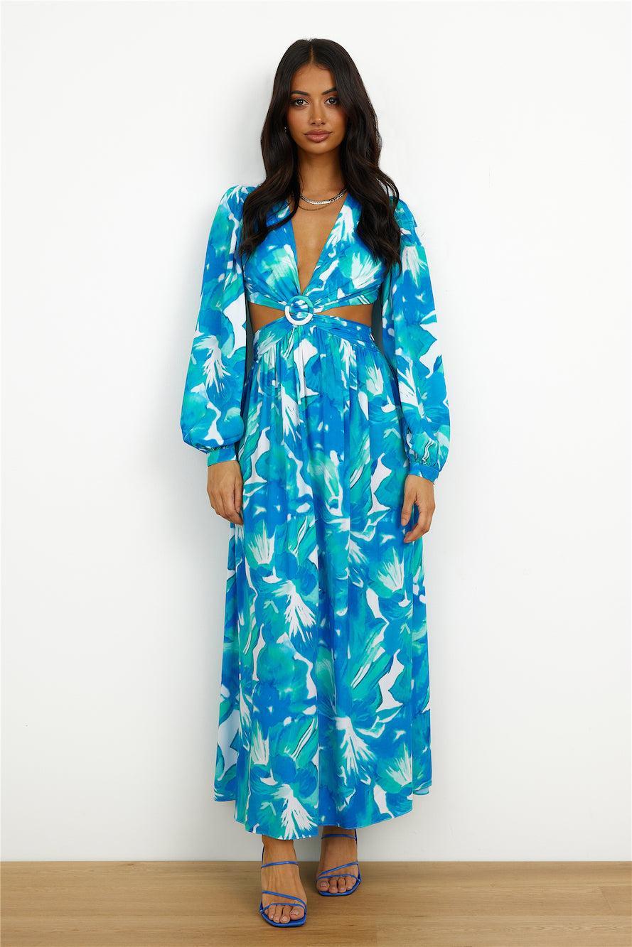 Resort Style Maxi Dress Blue Product Image