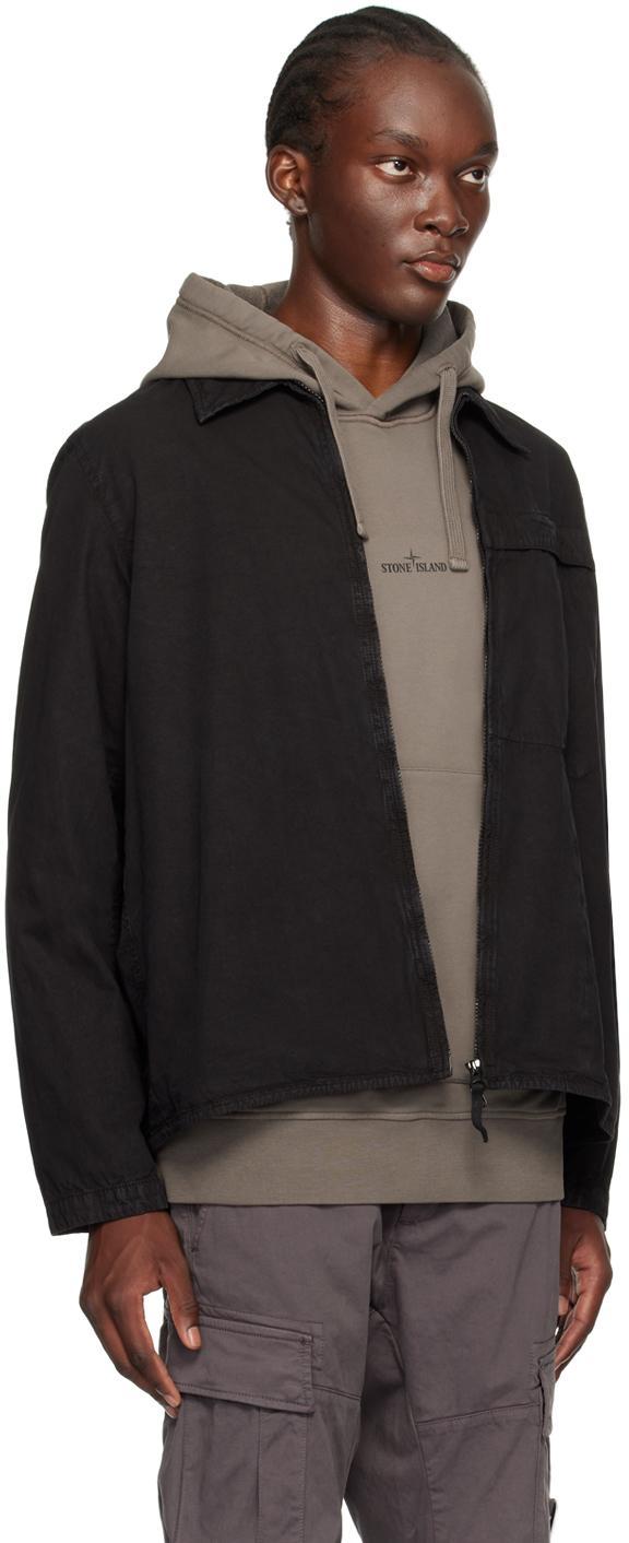 STONE ISLAND Black Garment-dyed Shirt In V0129 Black Product Image