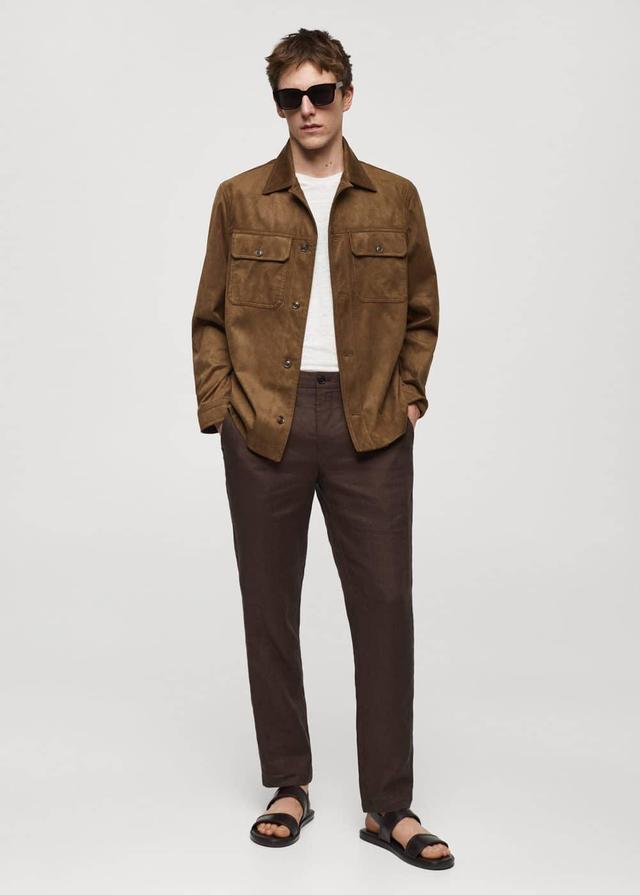 MANGO MAN - Suede effect overshirt with pockets cognacMen Product Image