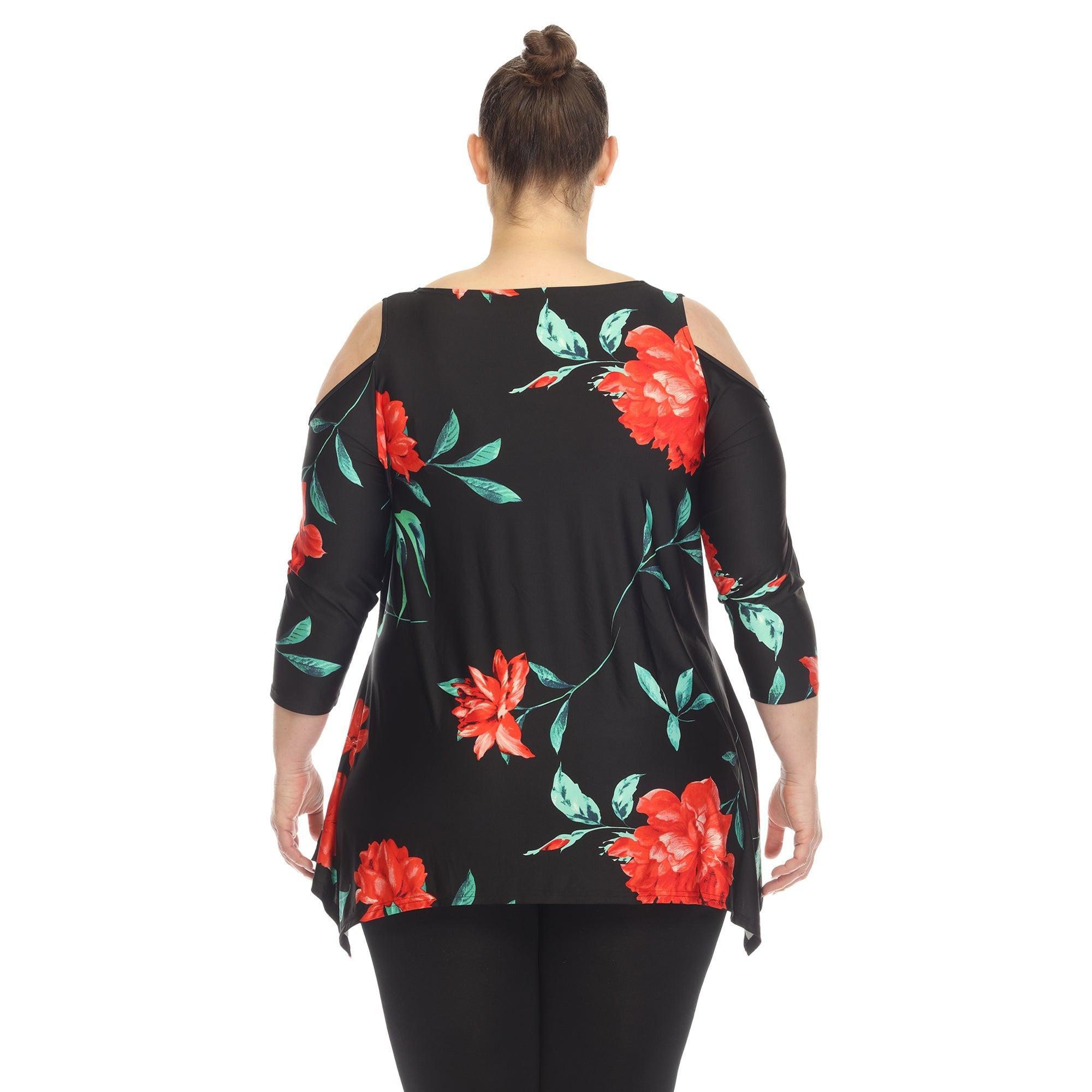 Floral Printed Cold Shoulder Tunic - Plus Product Image