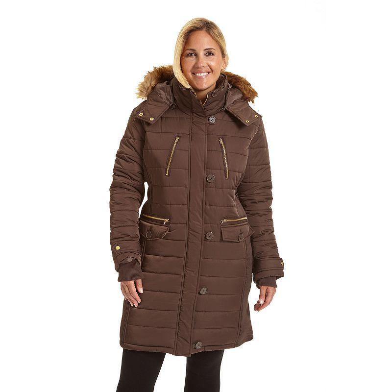 Plus Size Excelled Long Hoded Puffer Jacket, Womens Product Image