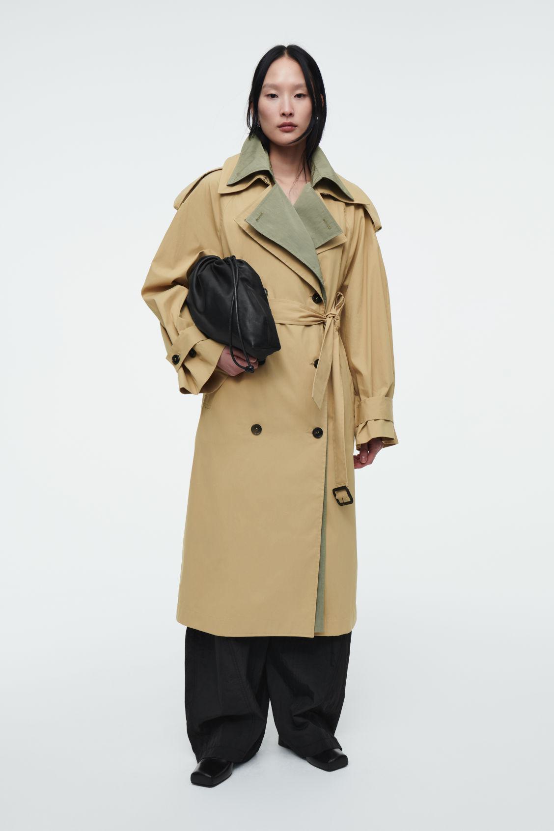 LAYERED DOUBLE-BREASTED TRENCH COAT Product Image