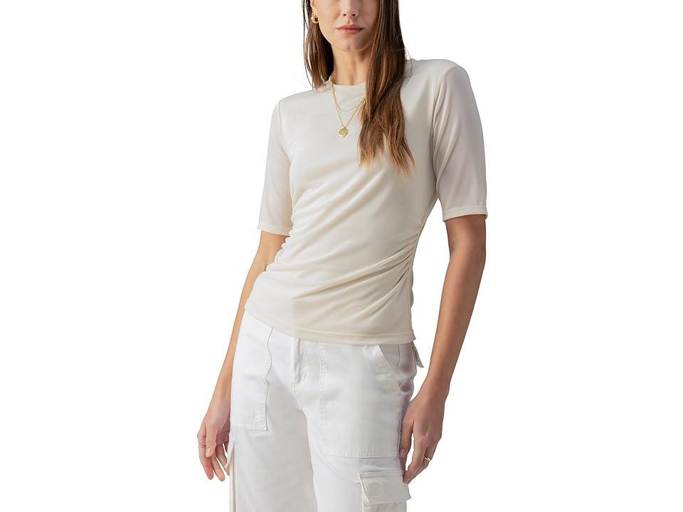 Sanctuary Half Sleeve Perfect Mesh Tee (Birch) Women's Clothing Product Image