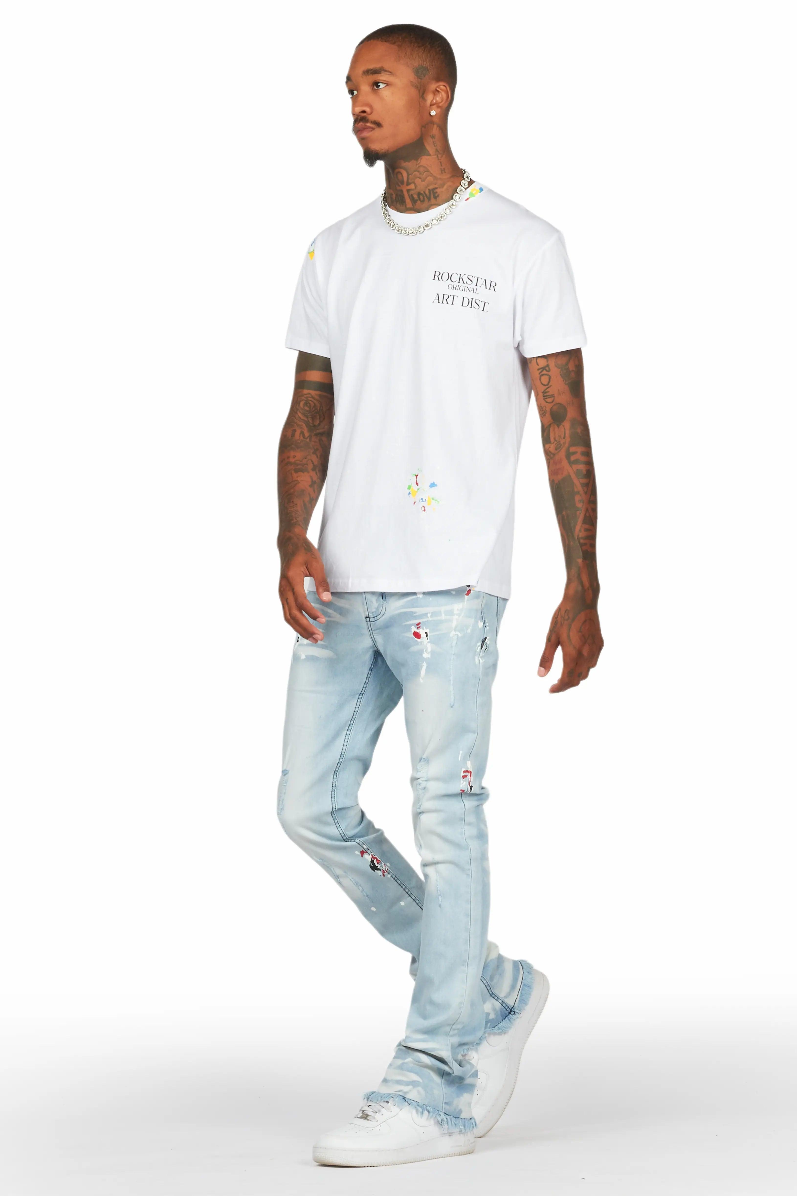 Alvar Blue Painter Stacked Flare Jean Male Product Image